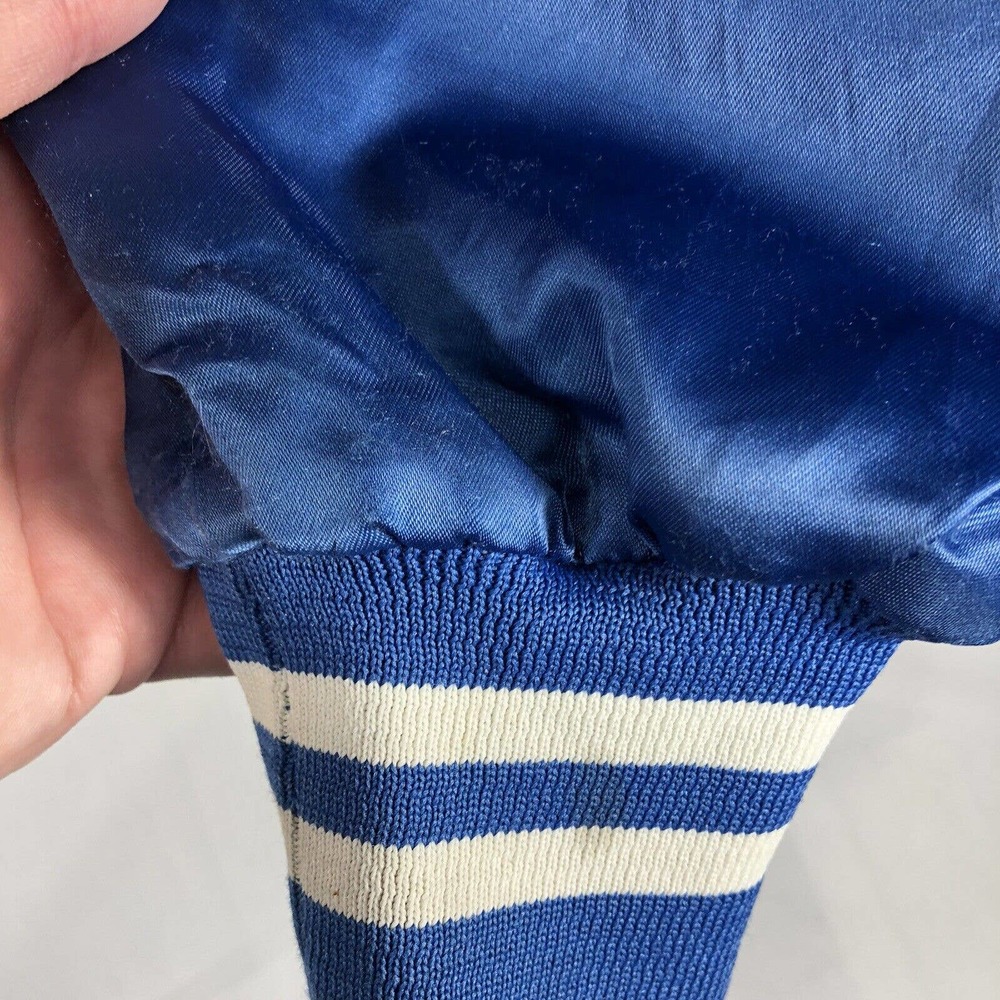 VTG GAUDET MIDDLE SCHOOL MIDDLETON VARSITY JACKET YOUTH MEDIUM SNAP BUTTON BLUE - Picture 5 of 16